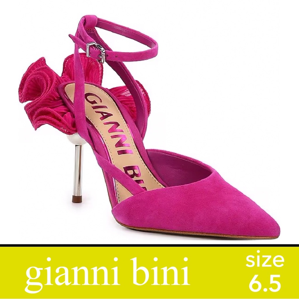 Gianni Bini Bradley Suede Ruffle Ankle Strap Pumps (NIB)